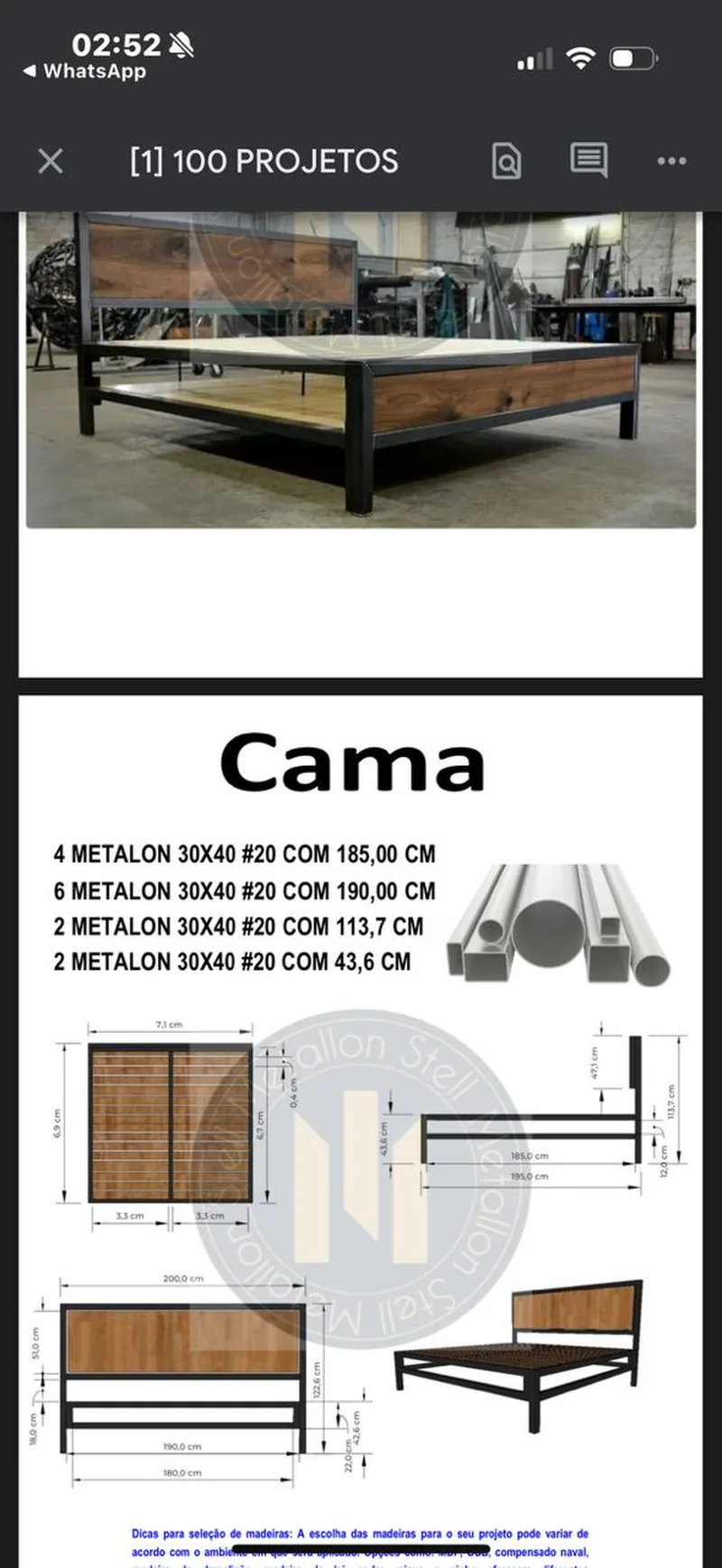 Amostra de projeto: Cama box metálica
